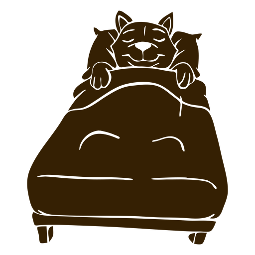 Cat sleeping bed detailed silhouette PNG Design