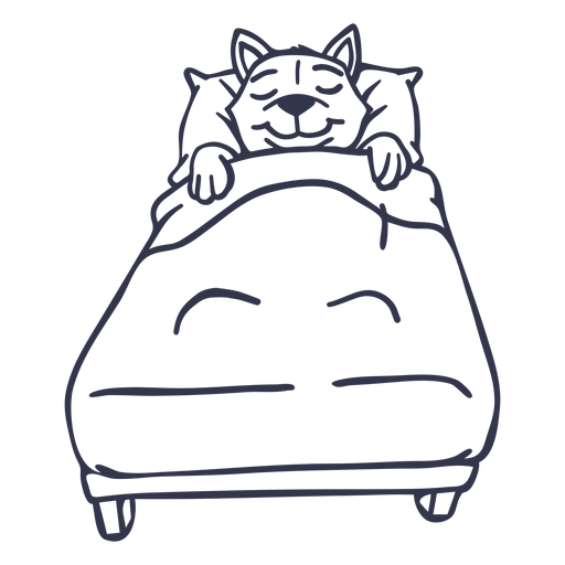Cat sleeping bed stroke PNG Design