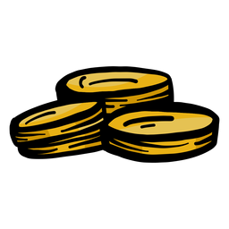 Traço plano de moeda Desenho PNG