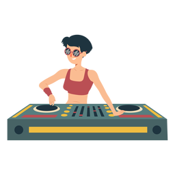 DJ Frau Mixer flach PNG-Design