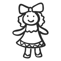 Doll girl doodle PNG Design