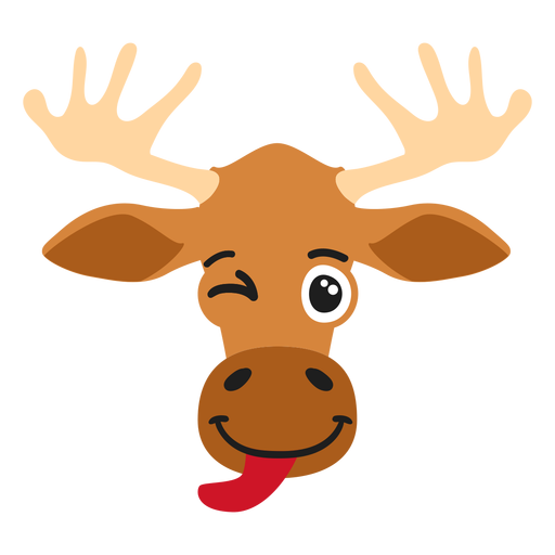 Elk moose muzzle glad flat sticker PNG Design
