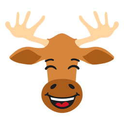 Elk moose muzzle happy flat sticker PNG Design