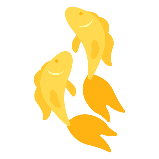 Par de peces dorados plano Diseño PNG