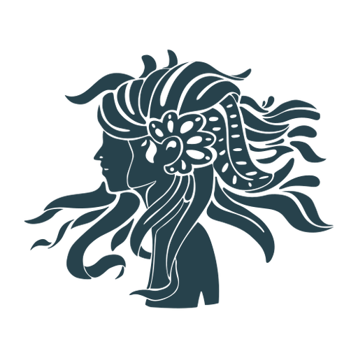 Detaillierte Silhouette der Frau mit langem Gesicht des Haares PNG-Design
