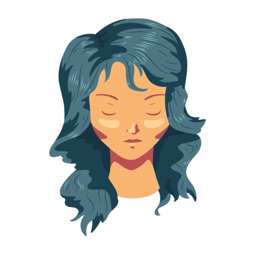 Cabelo longo rosto de mulher plana Desenho PNG