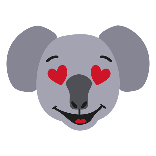Koala muzzle enamoured flat sticker PNG Design