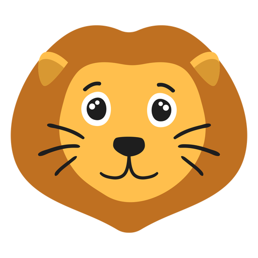 Lion muzzle joyful flat sticker PNG Design
