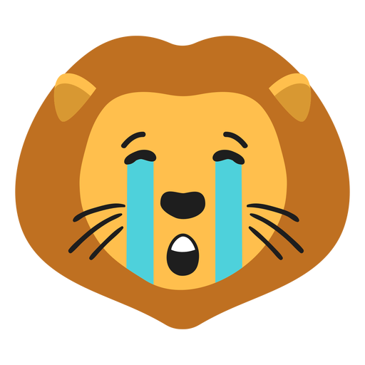 Lion muzzle sad flat sticker PNG Design