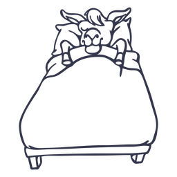 Llama sleeping bed stroke PNG Design