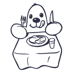 Sloth dish table stroke PNG Design