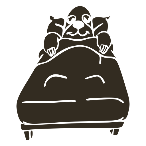 Silhueta detalhada de cama dormindo de pregui?a Desenho PNG