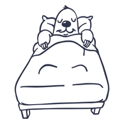 Sloth sleeping bed stroke PNG Design
