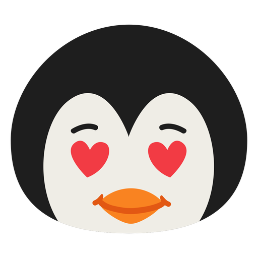 Penguin muzzle enamoured flat sticker PNG Design