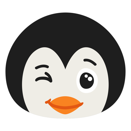 Penguin muzzle glad flat sticker PNG Design