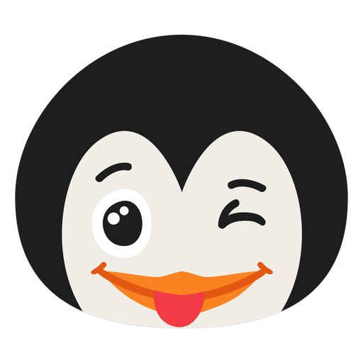 Penguin muzzle happy flat sticker PNG Design