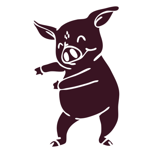 Baile de cerdo bailando silueta detallada