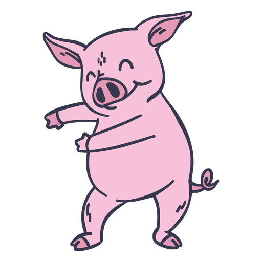 Pig dance dancing stroke flat PNG Design