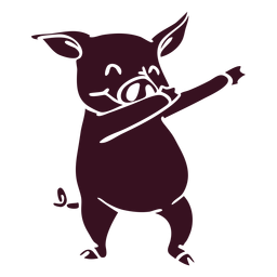 Cerdo bailando danza silueta detallada Diseño PNG