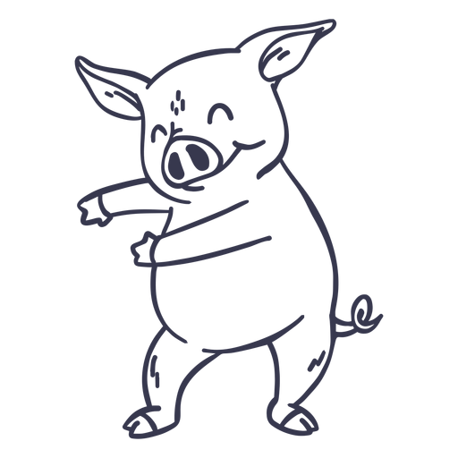 Cerdo bailando trazo de baile Diseño PNG