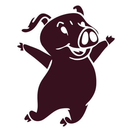 Cerdo saltando feliz silueta detallada Diseño PNG