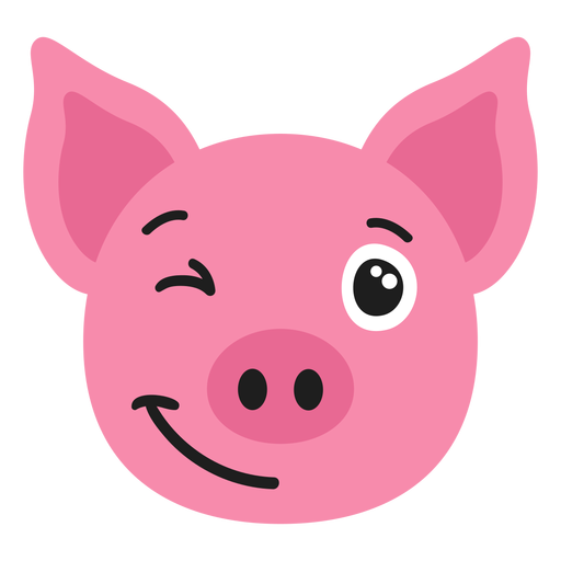 Pig muzzle glad flat sticker PNG Design