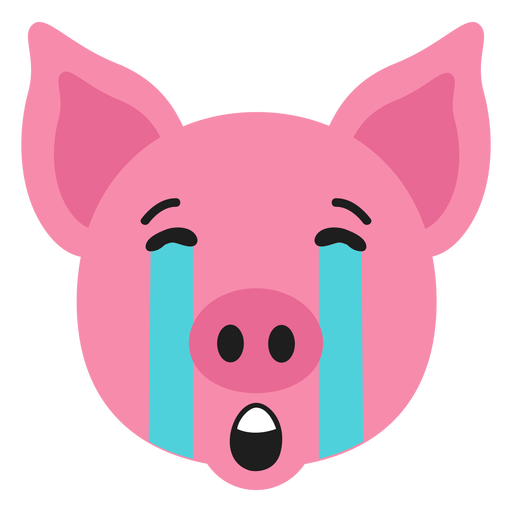 Pig muzzle sad flat sticker PNG Design