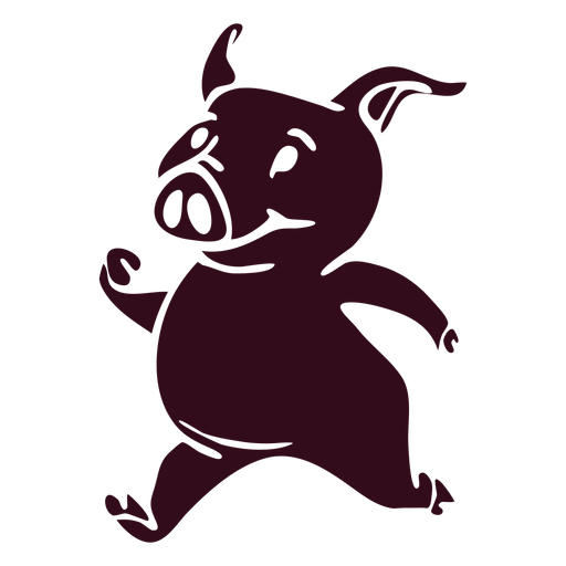 Cerdo corriendo silueta detallada Diseño PNG