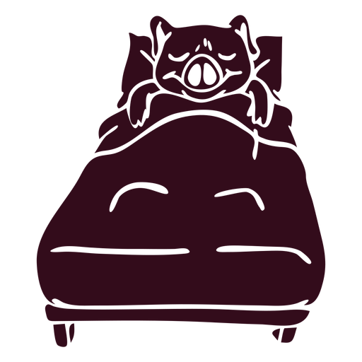 Pig sleeping bed detailed silhouette