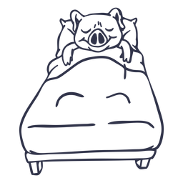 Golpe de cama para dormir de cerdo Diseño PNG