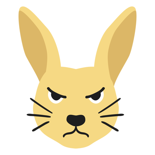 Rabbit bunny muzzle angry flat sticker PNG Design
