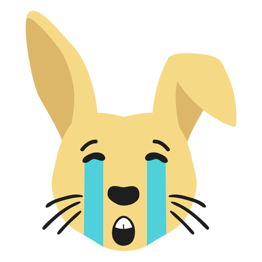 Rabbit bunny muzzle sad flat sticker PNG Design