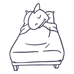 Shark sleeping bed stroke PNG Design