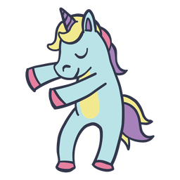 Unicorn dance bailando trazo plano Diseño PNG