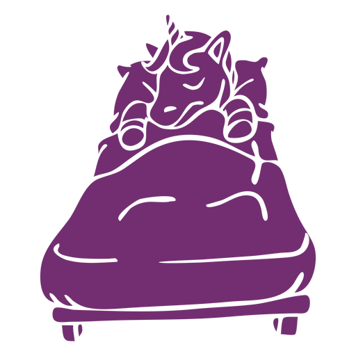 Silhueta detalhada de cama de dormir de unicórnio Desenho PNG