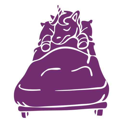 Unicornio durmiendo cama silueta detallada Diseño PNG
