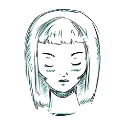 Woman face hair bob cut illustration line PNG Design