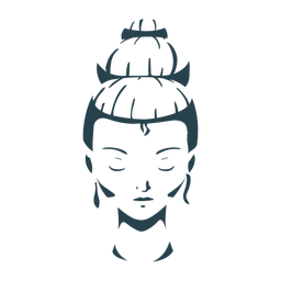 Woman face hair topknot detailed silhouette PNG Design