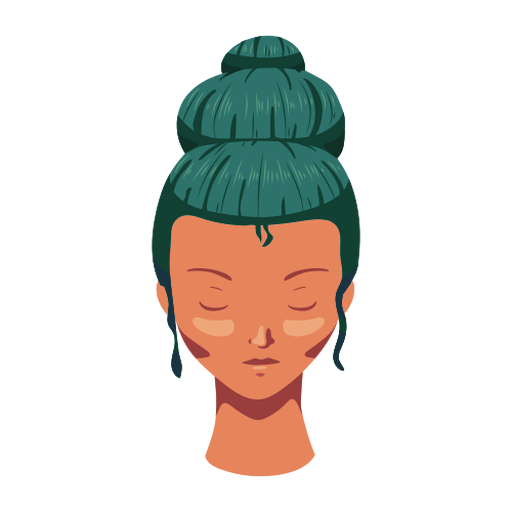 Woman face hair topknot flat PNG Design