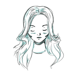 Woman hair face line illustration PNG Design