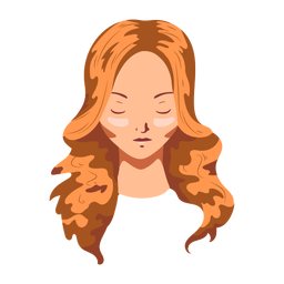 Rosto longo de cabelo de mulher plana Desenho PNG