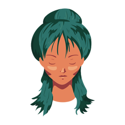 Woman hair topknot face flat PNG Design
