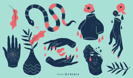 Paquete de ilustración romántica triste