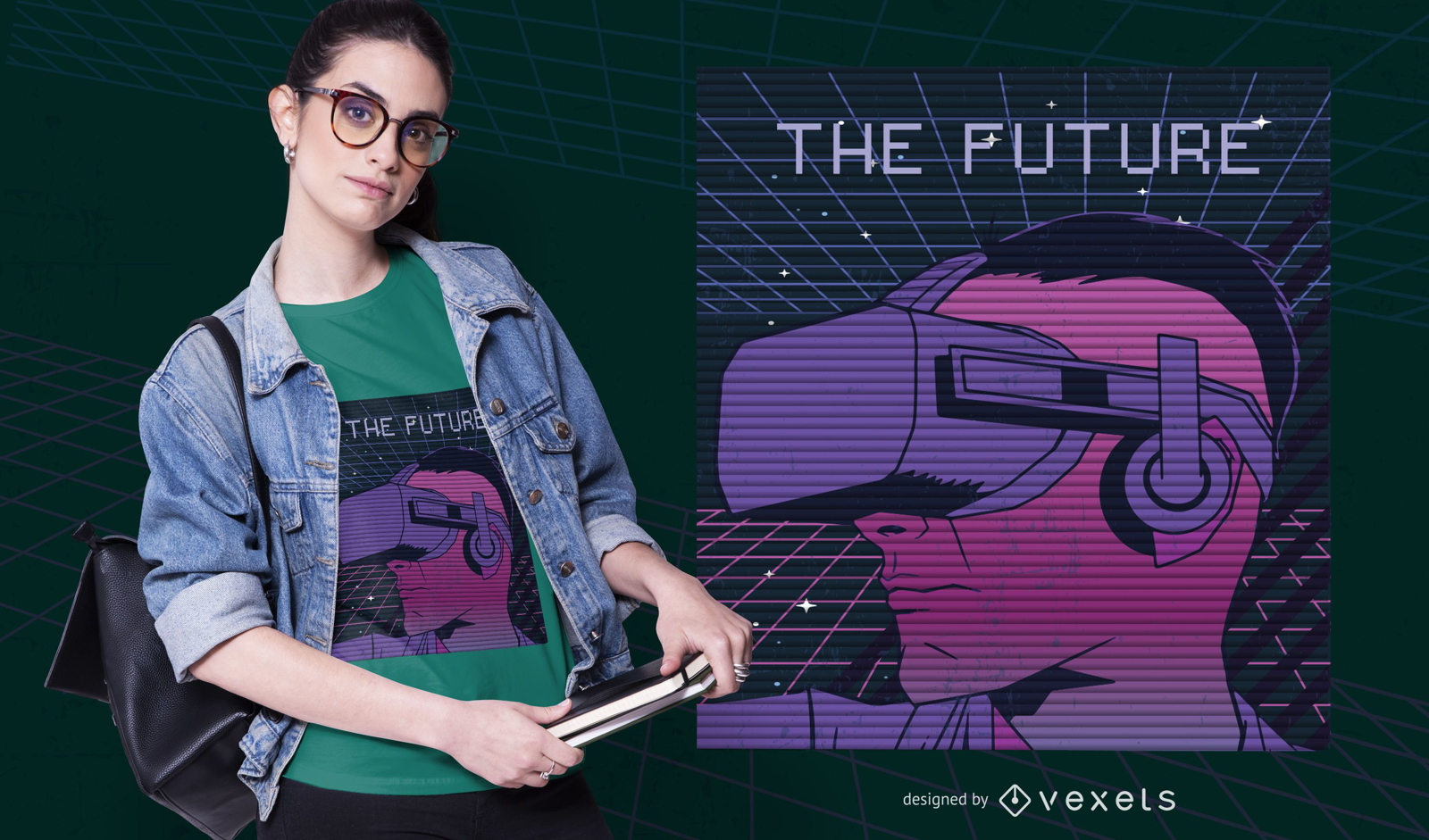 Diseño de camiseta retrowave future