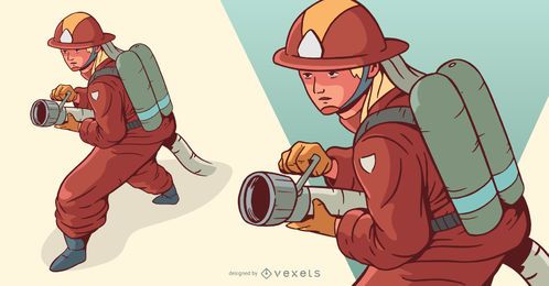 Desenho de ilustração de Firewoman