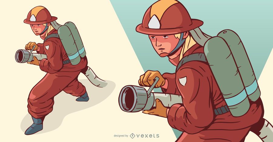 Design de ilustração de firewoman Design de ilustração de firewoman