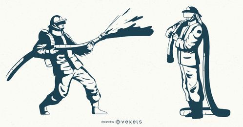 Conjunto de Caracteres Monocolor Fireman