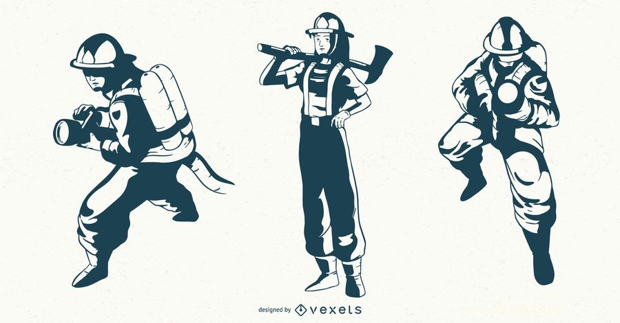Firefighter Monocolor Character Set Firefighter Monocolor Character Set