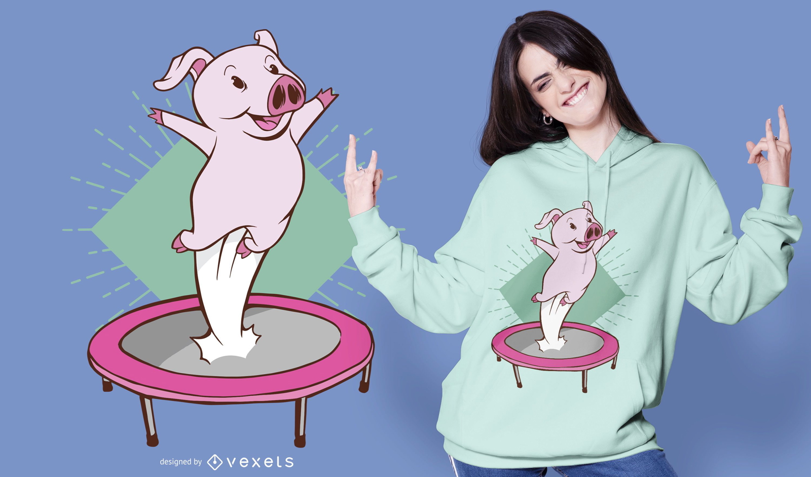 Design de t-shirt de porco trampolim