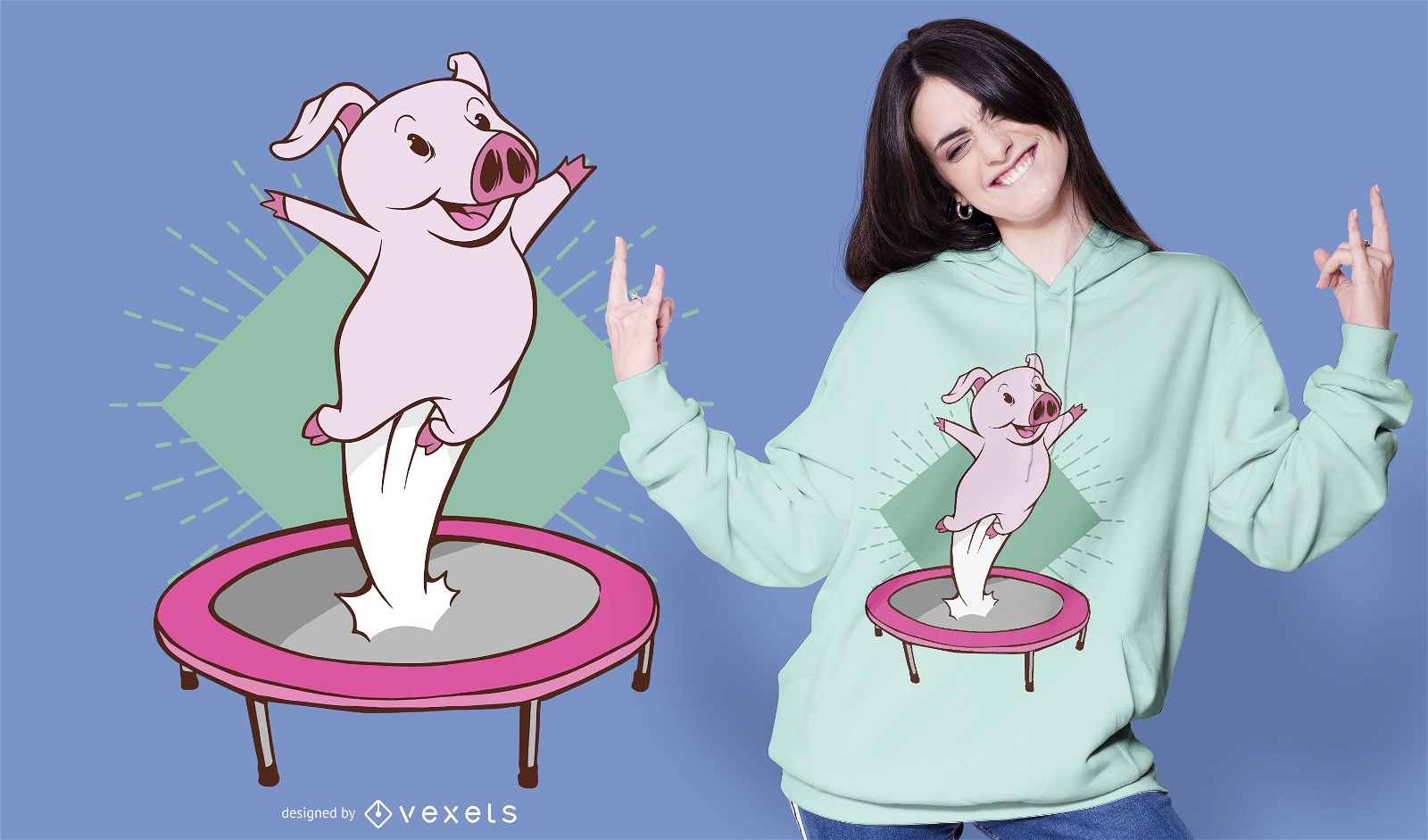 Diseño de camiseta de cerdo trampolín